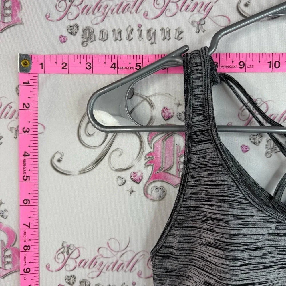 Sports bra strappy criss cross Women’s Gray Space-Dye Strappy Sports Bra